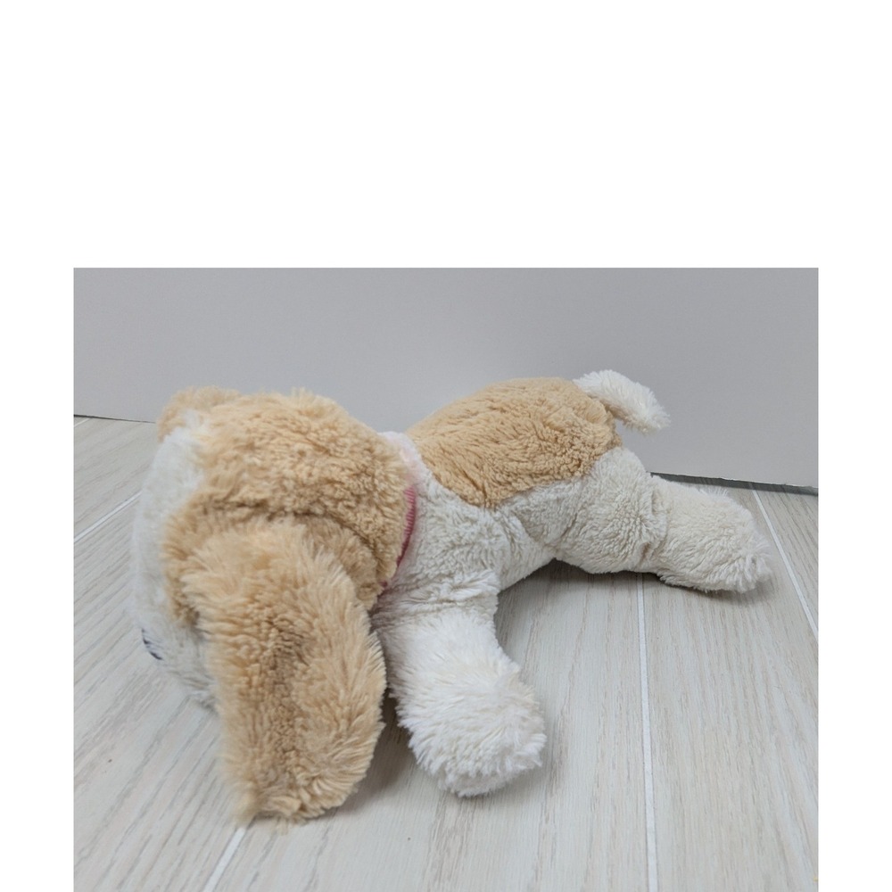 Midwood Brands Plush Dog 11" Light Brown Tan White Puppy Pink Collar